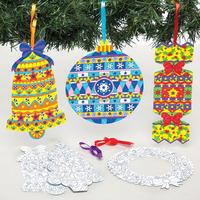 creative colouring christmas decorations pack of 10