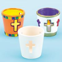 Cross Ceramic Tealight Holders (Box of 16)