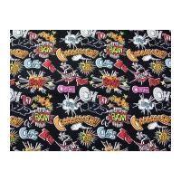 crash bang wallop print polycotton canvas dress fabric black