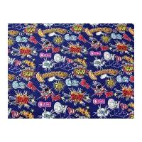 crash bang wallop print polycotton canvas dress fabric navy blue