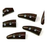 crown tooth shape plastic toggles 44mm x 20mm brown