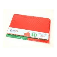 Craft UK Limited Rectangle Scalloped Edge Blank Cards & Envelopes Red & Green