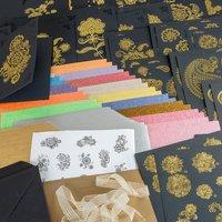 Create and Craft Luxury Collection Black and Gold Flower Decoupage Kit, plus Gold and Silver Textured Cardstock, plus Rainbow Shimmer Pack b 403102