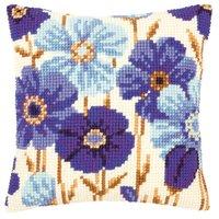 cross stitch cushion blue flowers by vervaco 375159