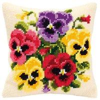 Cross Stitch Cushion Pansy Posy by Vervaco 375208