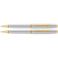 Cross Coventry Chrome Gold Ballpoint Pen 0.7mm Pencil Set