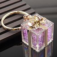 Crystal Gift Box Shape Key Chain Ring Bag Decoration Organizer Holder for Wedding Gift Lover