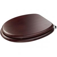 Croydex Douglas Wooden Toilet Seat, Chrome Plated Hinge, Mahogany Effect