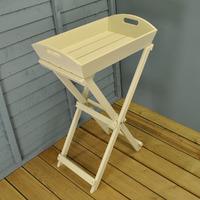 Cream Wooden Butlers Tray Side Table by Fallen Fruits