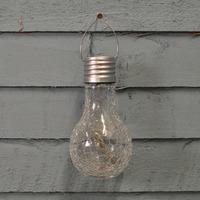 Crackle Effect Lightbulb Lantern (Solar) by Kingfisher
