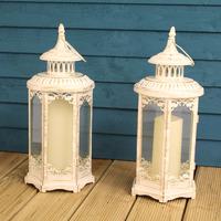 cream elinor candle lanterns set of 2 by gardman