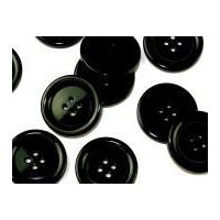 Crown Round Plastic Coat Buttons 34mm Black