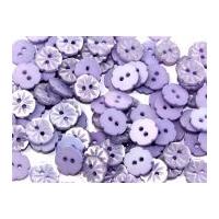 Crown Flower Shape Plastic Buttons 13mm Lilac