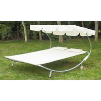 Cream-White Outsunny Double Swing Lounger Bed
