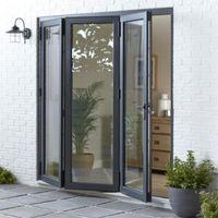 crystal greywhite pvcu aluminium glazed bi folding door h2104mm w4204m ...