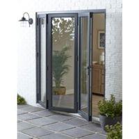 Crystal Grey/White PVCu & Aluminium Glazed Bi Folding Door (H)2104mm (W)2104mm