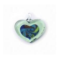 craft factory glass heart pendant green