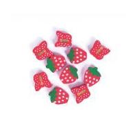 Craft Factory Wood Strawberry & Butterfly Shape Craft Beads Red
