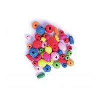 Craft Factory Assorted Shape Wood Craft Beads Assorted Colours