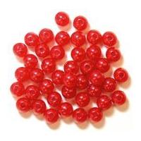 Craft Factory Round Plastic Pearl Beads Red