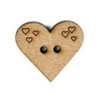 Crendon Engraved Heart Wooden Buttons 25mm Brown