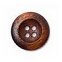 Crendon Round Rimmed Wood Buttons Brown