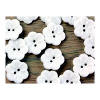 crendon detailed flower shaped plastic buttons white