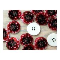 Crendon Round Floral Close Up Print Shell Buttons Red