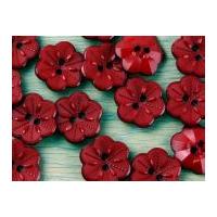 crendon detailed flower shaped plastic buttons red