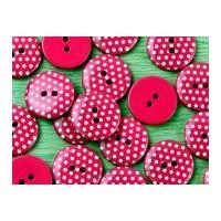 Crendon Round Spot Print Plastic Buttons Cerise Pink