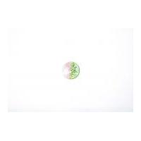 Crendon Round Floral Patterned Buttons 23mm Green/Pearl