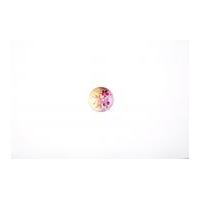 Crendon Round Floral Patterned Buttons 23mm Orange/Pearl