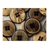 Crendon Round 4 Hole Rimmed Wood Buttons Brown