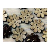 Crendon Flower Shaped Wood Buttons Brown
