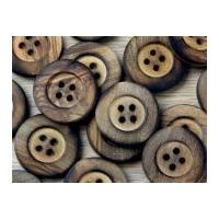 Crendon Round 4 Hole Rimmed Chunky Wood Buttons Brown