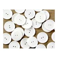 Crendon Round Plastic Rimmed 2 Hole Buttons White