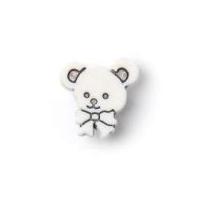 Crendon Teddy Face with Bow Buttons White