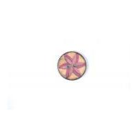 Crendon Round Star Print Wood Buttons Multicoloured