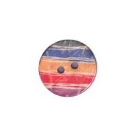 Crendon Round Abstract Stripe Print Wood Buttons Multicoloured