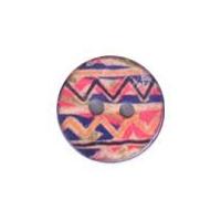 Crendon Round Aztec Print Wood Buttons Multicoloured