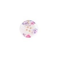 Crendon Round Floral Patterned Buttons Ivory, Pink & Purple