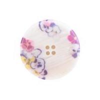 Crendon Round Floral Patterned Buttons Ivory, Pink & Purple