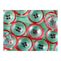 Crendon Round Coloured Rim Glass Effect Buttons Red & Clear