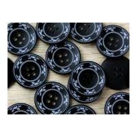 crendon round floral patterned rim buttons black