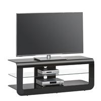 Credenza Glass LCD TV Stand In Black High Gloss With Glass Shelf