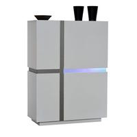 Crossana Storage Cabinet In White Gloss With 2 Door And LED