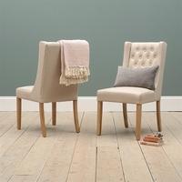 Cream Straight Back Buttoned Chair