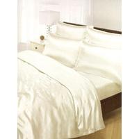 cream satin super king duvet cover fitted sheet and 4 pillowcases bedd ...