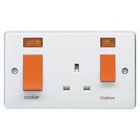 crabtree 45a double pole white cooker switch socket with comes with wi ...