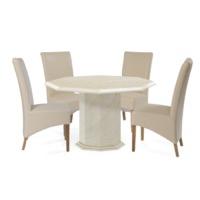 Crema Octagonal Marble Dining Table with Cannes Chairs